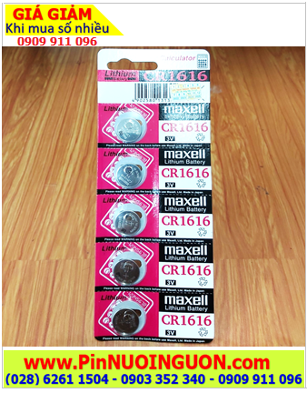 COMBO 1vỉ 5viên Pin CR1616 _Pin Maxell CR1616 lithium 3v _Cells in Japan _Giá chỉ 85.000vnd/ Vỉ 5viên